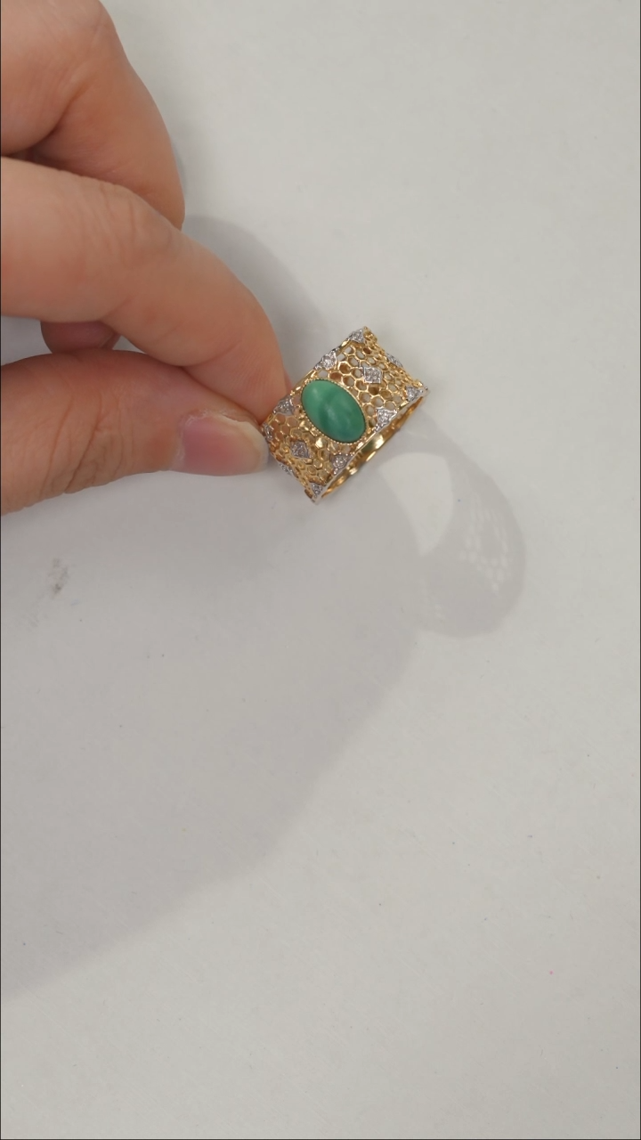 绿松石18K金镶嵌戒指1