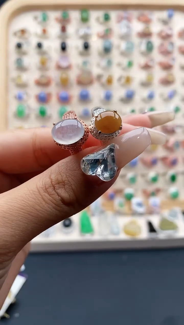 【闪购商品】翡翠戒指未镶嵌天然缅甸翡翠A货 4444+ 7+4