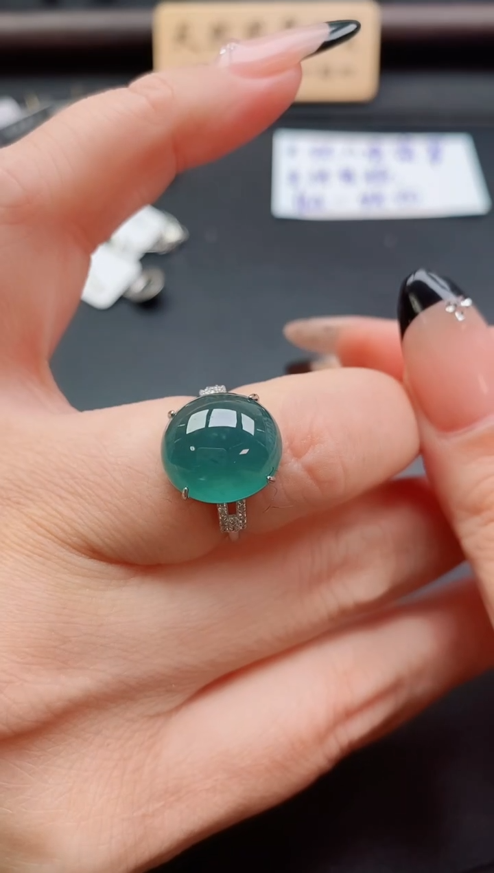 银S925镶嵌戒指翡翠1