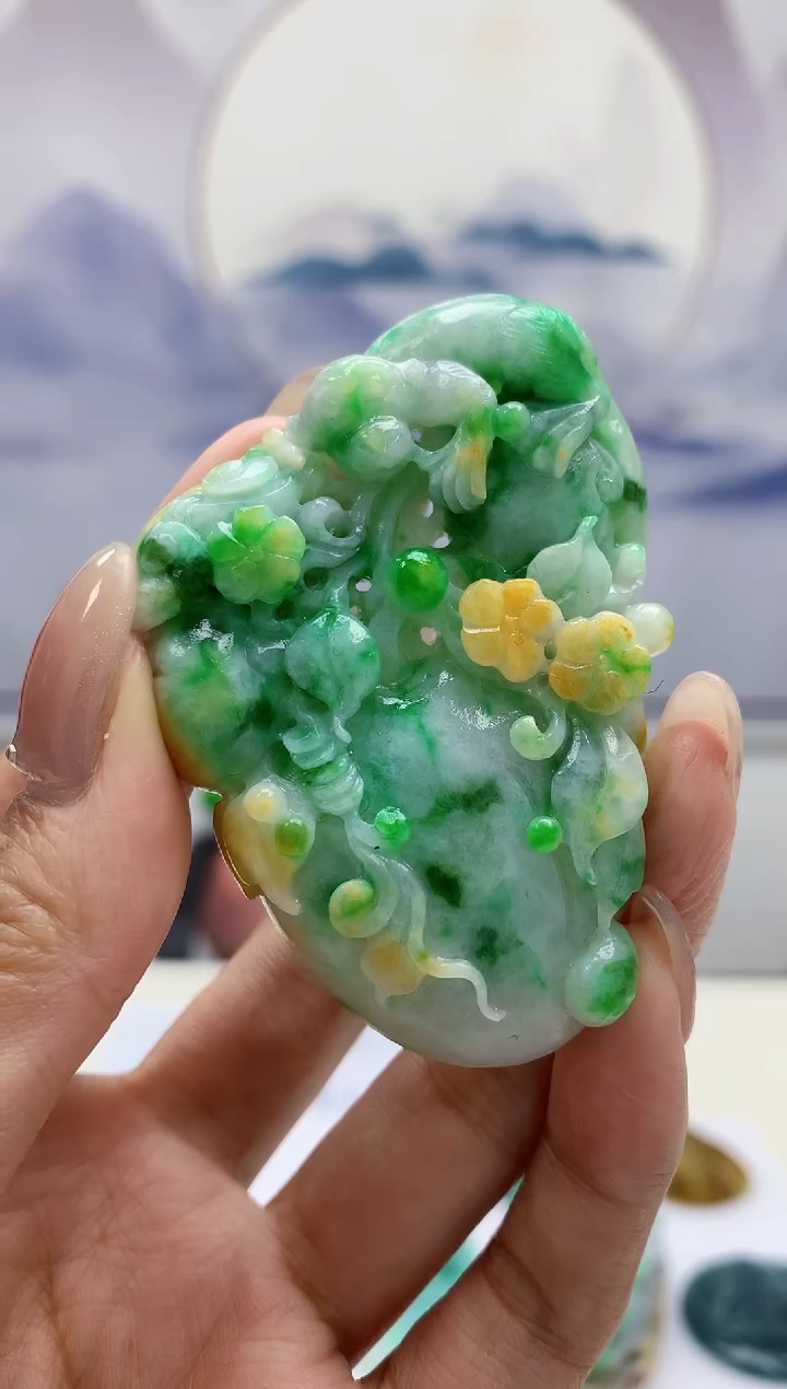 定制翡翠未镶嵌4688MM-毛货挂件153