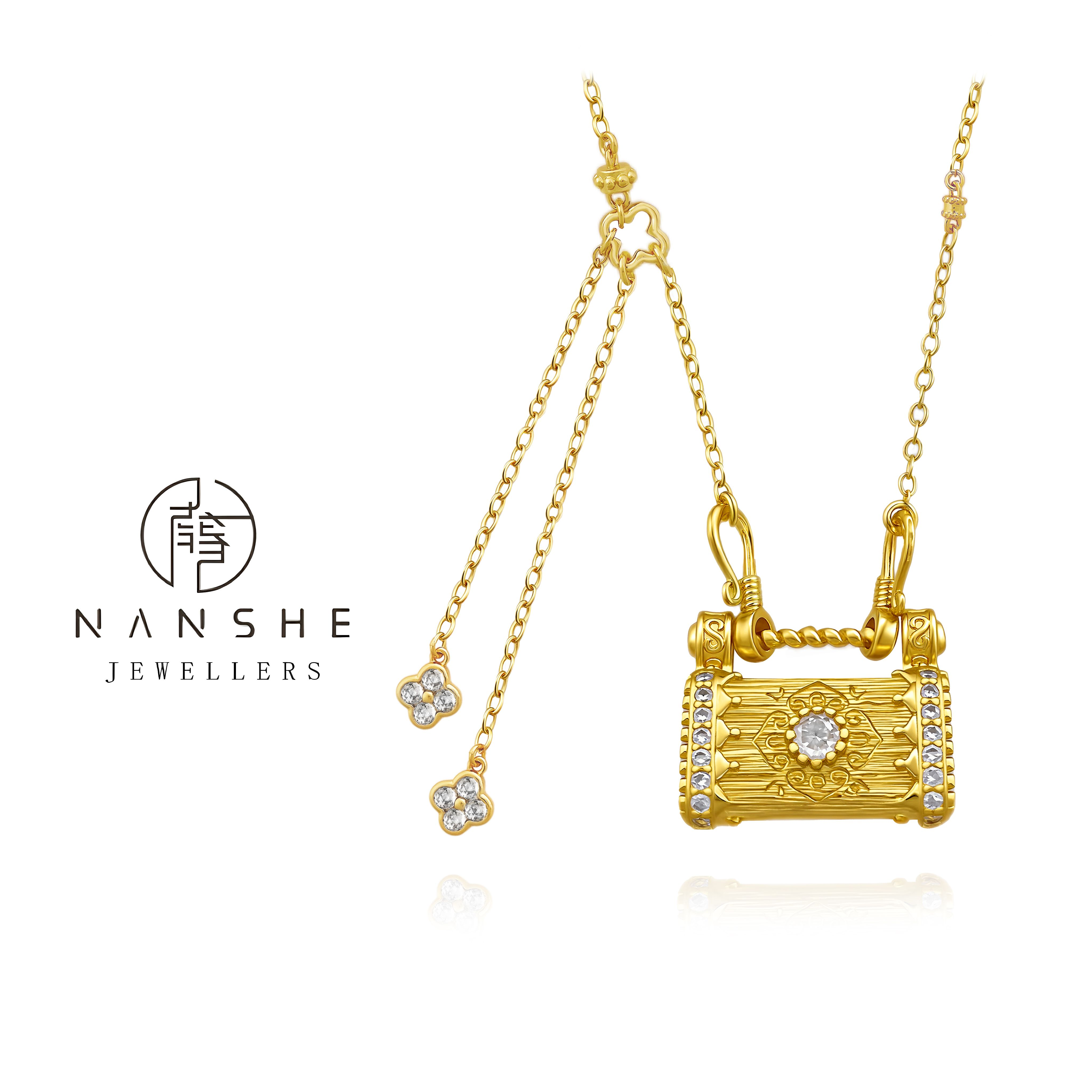 NANSHE/南奢 拉丝四叶花同心锁项链时尚L1182