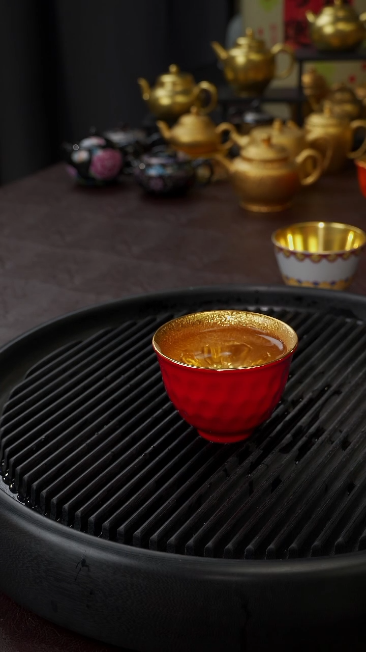 【闪购商品】杯【宜景窑中国红鎏金】星月菩提