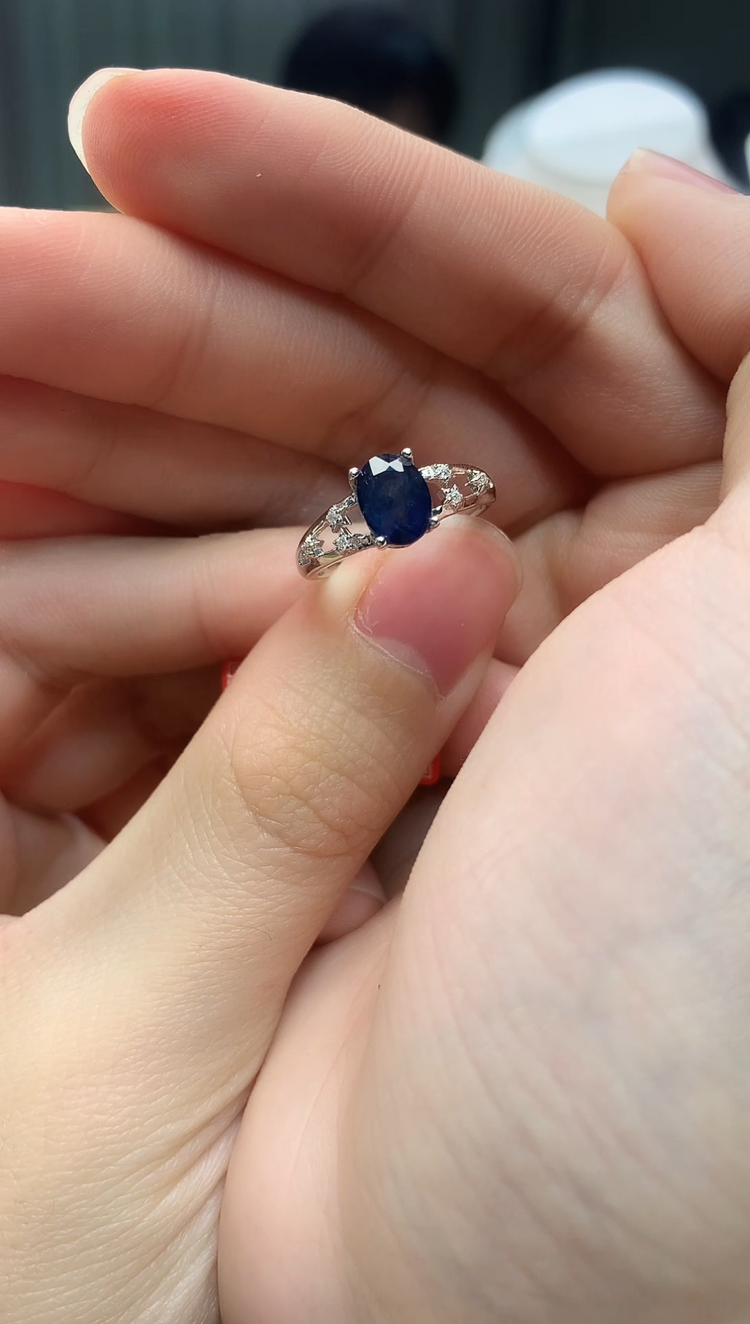 戒指蓝宝石银S925镶嵌J08-5