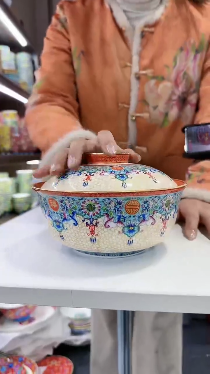 【闪购商品】瓷片7英寸【盖碗】1个景德镇陶瓷