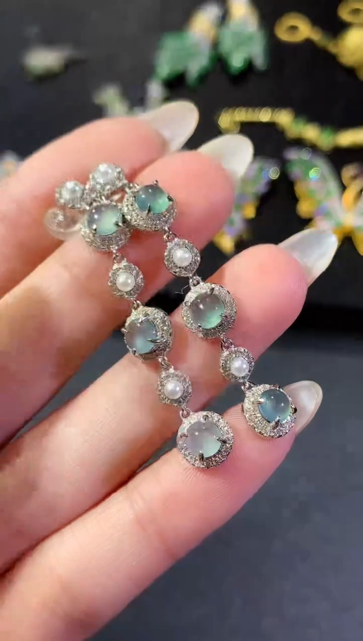 【闪购商品】翡翠耳饰银S925镶嵌134耳饰（多样性发货一件