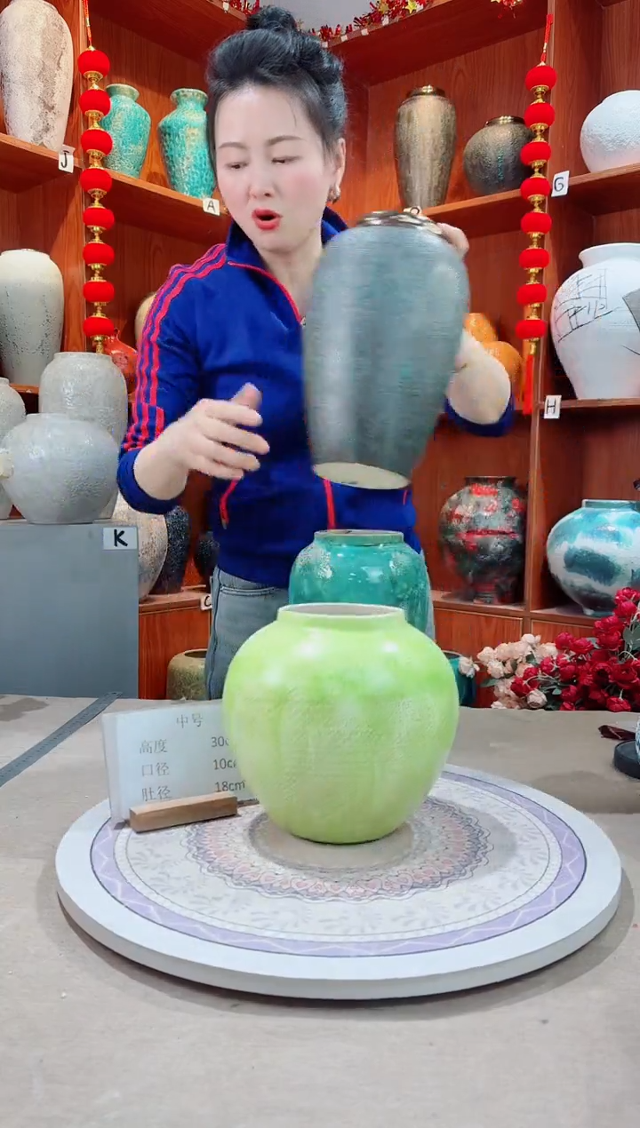 【闪购商品】瓶陶瓷花瓶 无花 苹果绿小号
