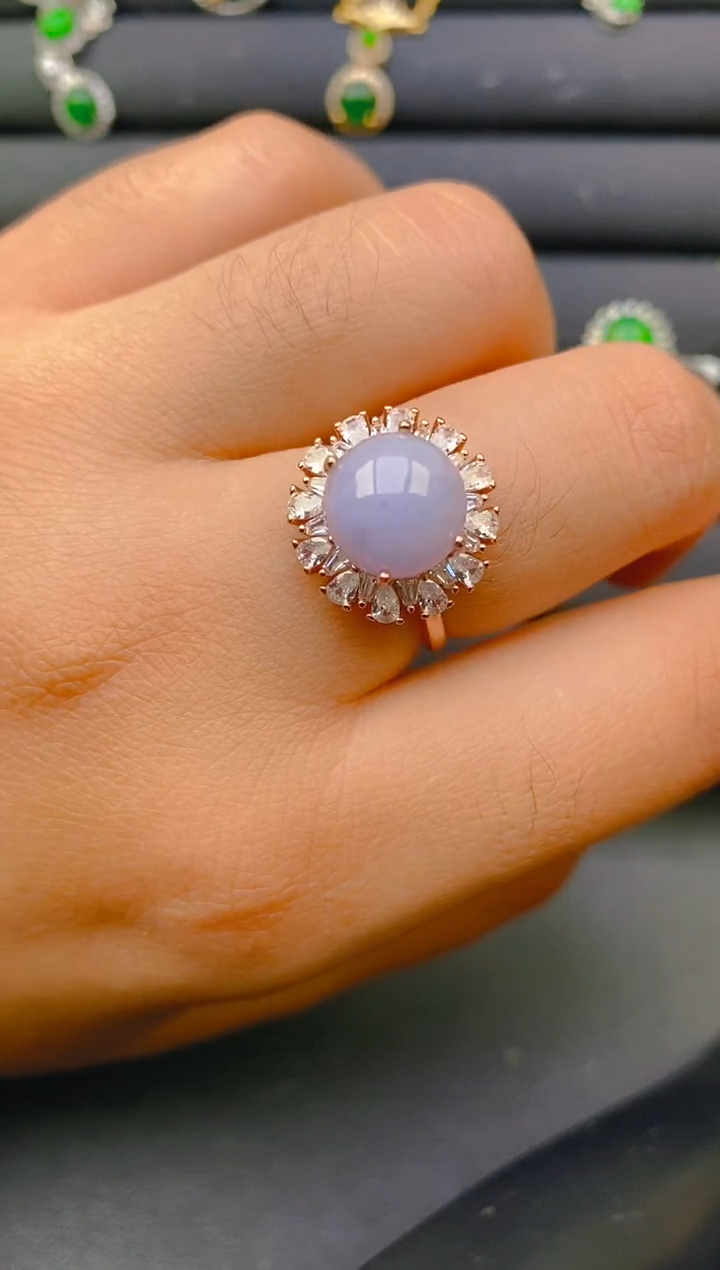 【闪购商品】翡翠戒指银S925镶嵌天然A货翡翠1