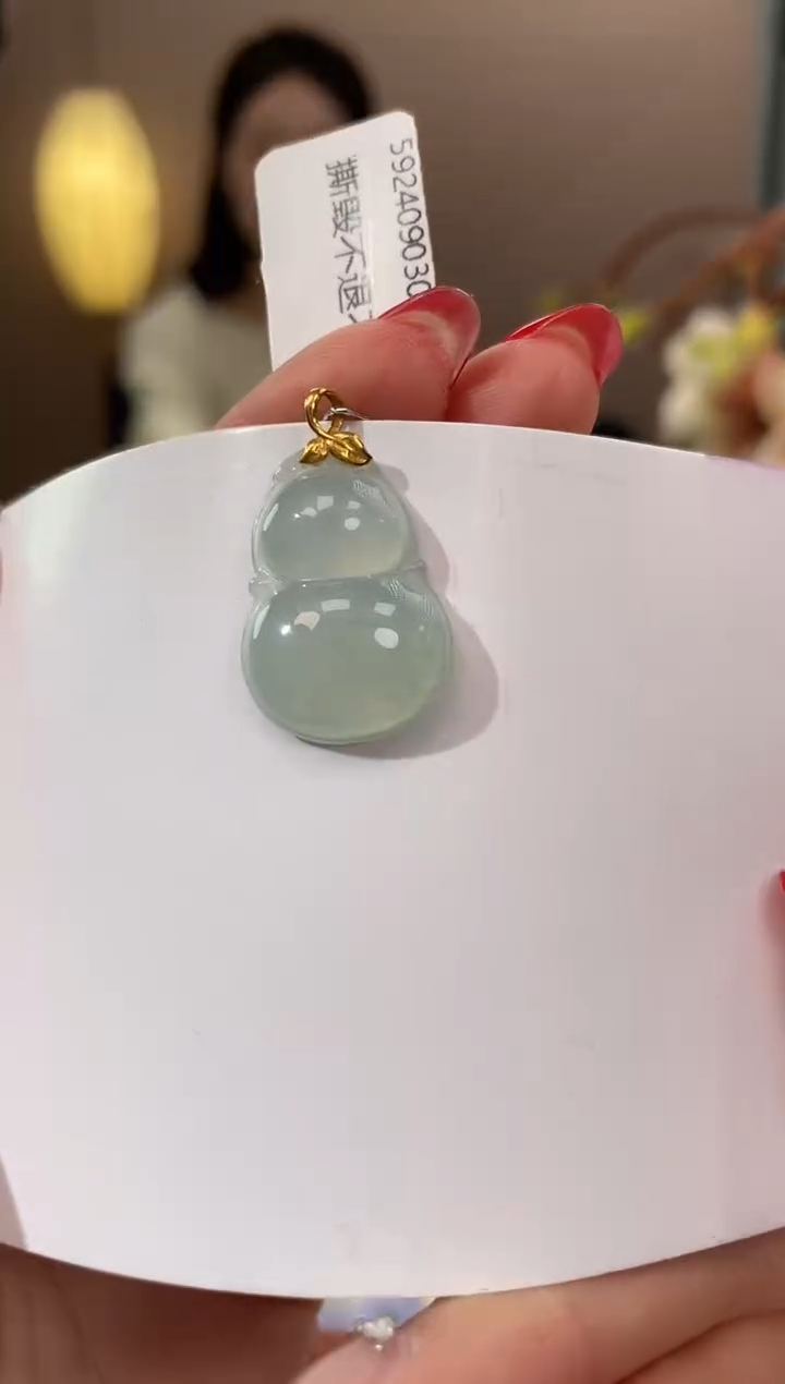 【闪购商品】翡翠颈饰18K金镶嵌天然缅甸a货翡翠