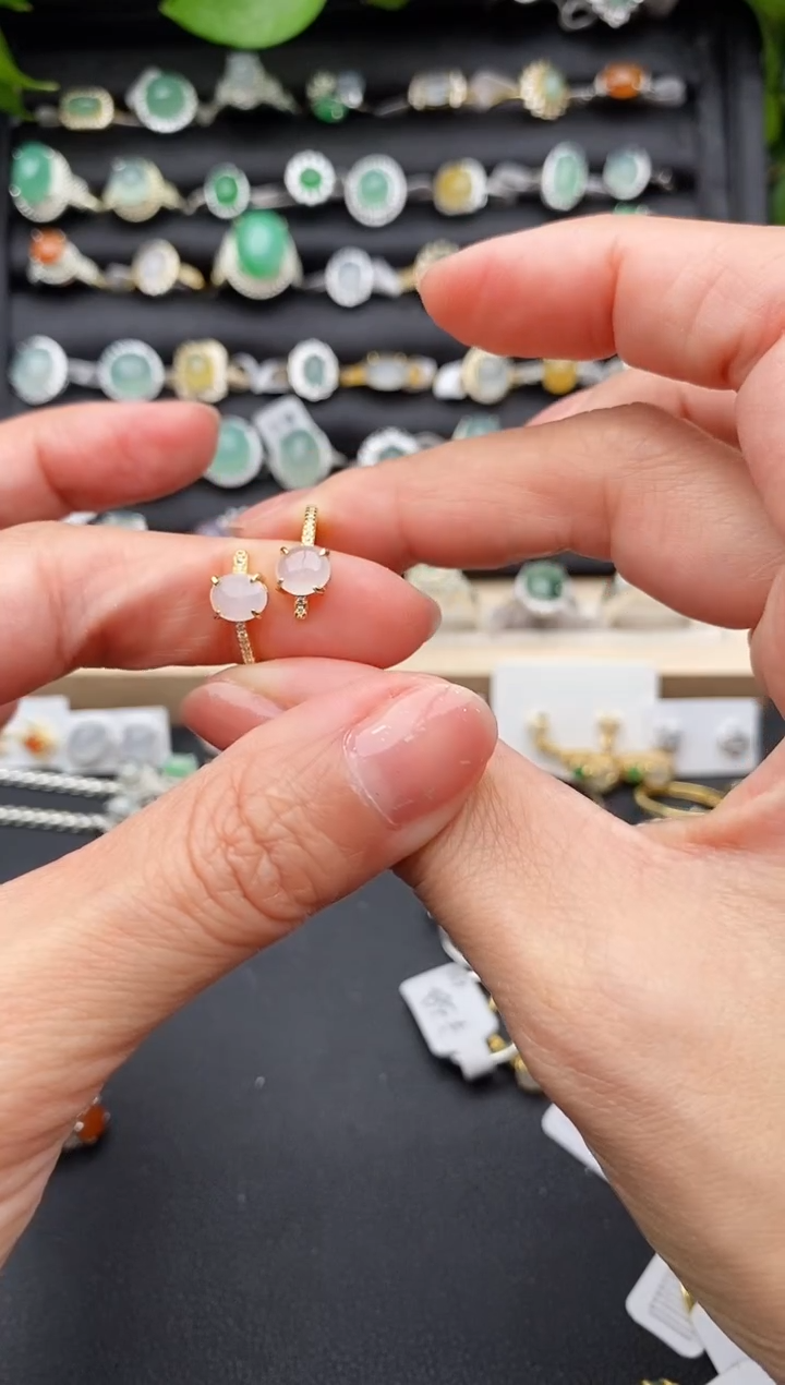 【闪购商品】翡翠戒指银S925镶嵌缅甸天然A货翡翠444   7-3