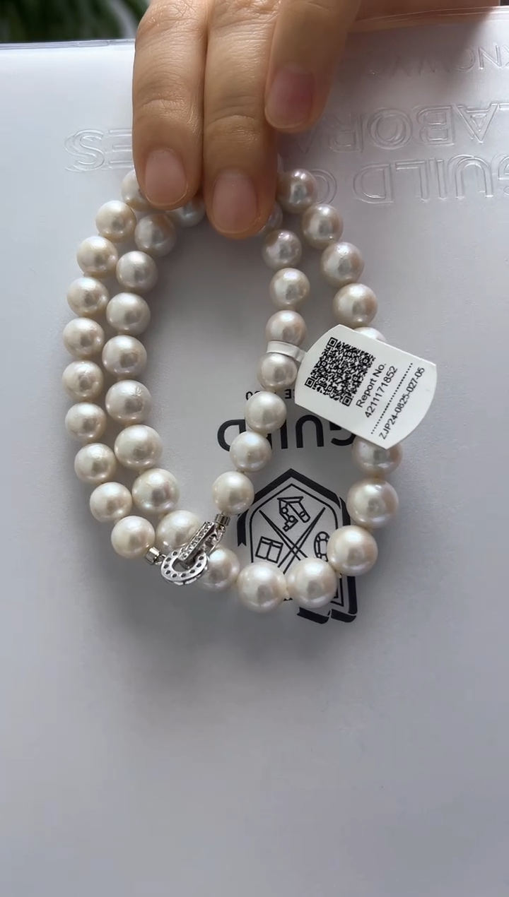 淡水珍珠银S925镶嵌项链9-11项链