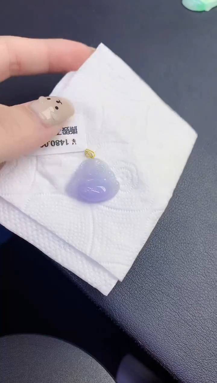 颈饰18K金镶嵌翡翠缅甸天然翡翠A货