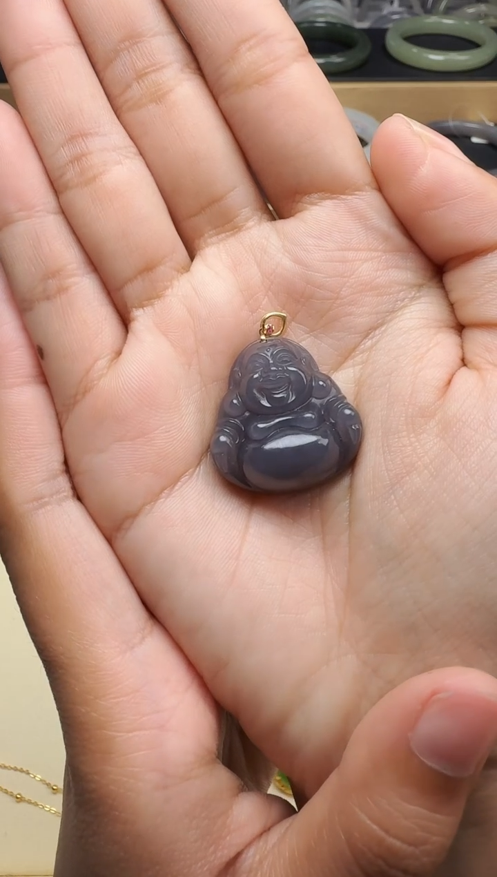 【闪购商品】和田玉18K金镶嵌颈饰佛公03