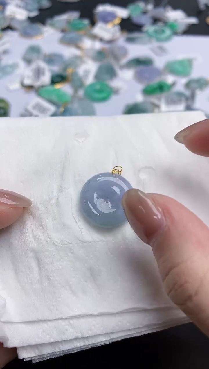 【闪购商品】翡翠颈饰18K金镶嵌天然缅甸翡翠A货