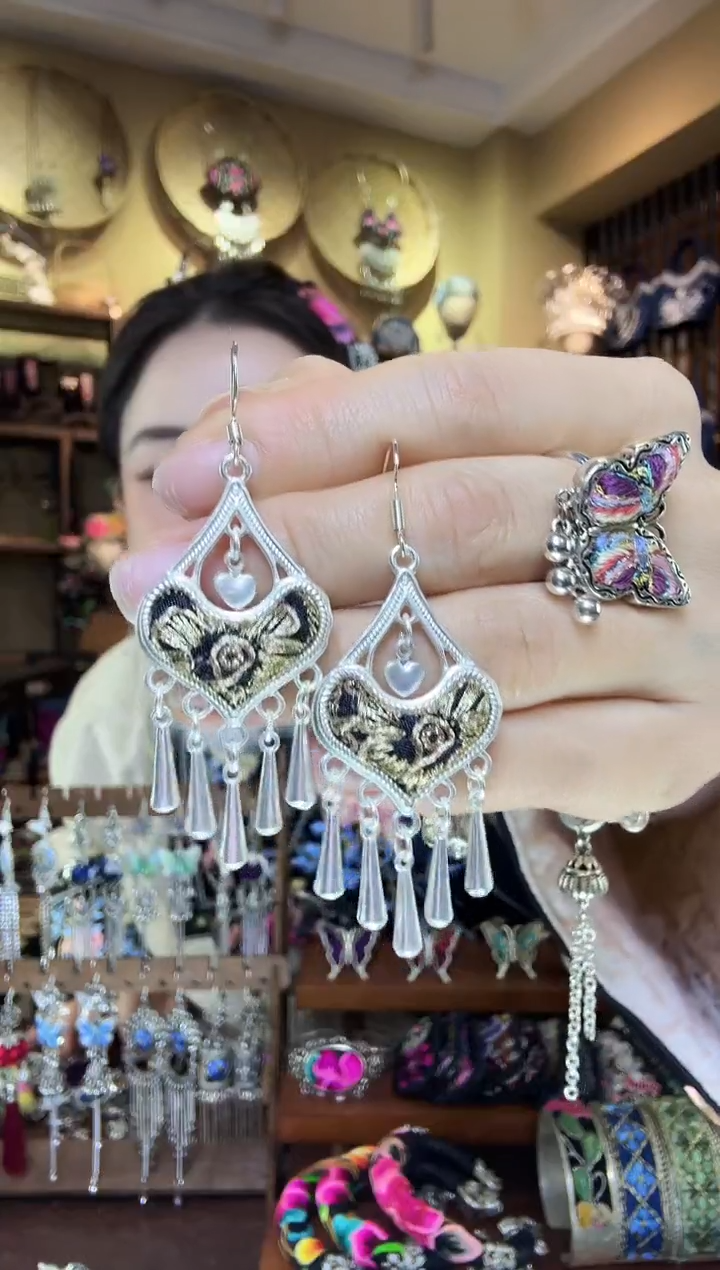 刺绣非遗刺绣民族风耳环