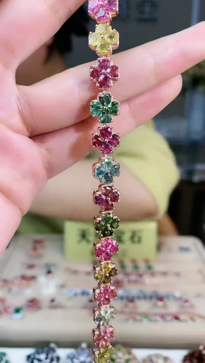 【闪购商品】碧玺手链银S925镶嵌手链