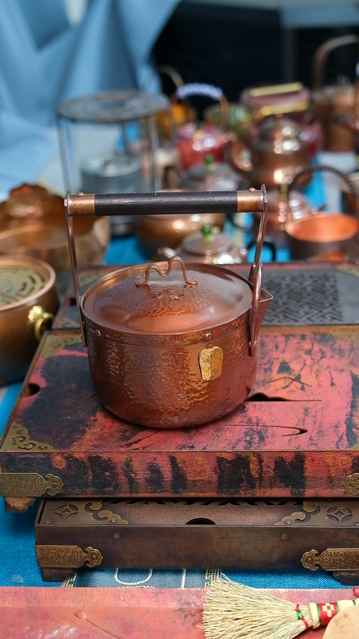 纯紫铜秤杆大提梁烤色壶（1.2L）