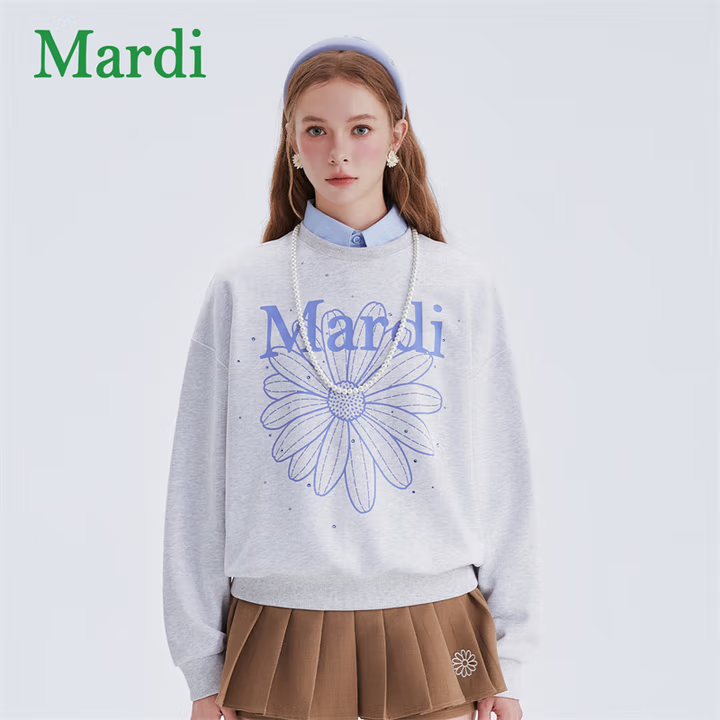 【Mardi&官方正品】万针刺绣印花显瘦卫衣外套25年秋季新款上衣女装