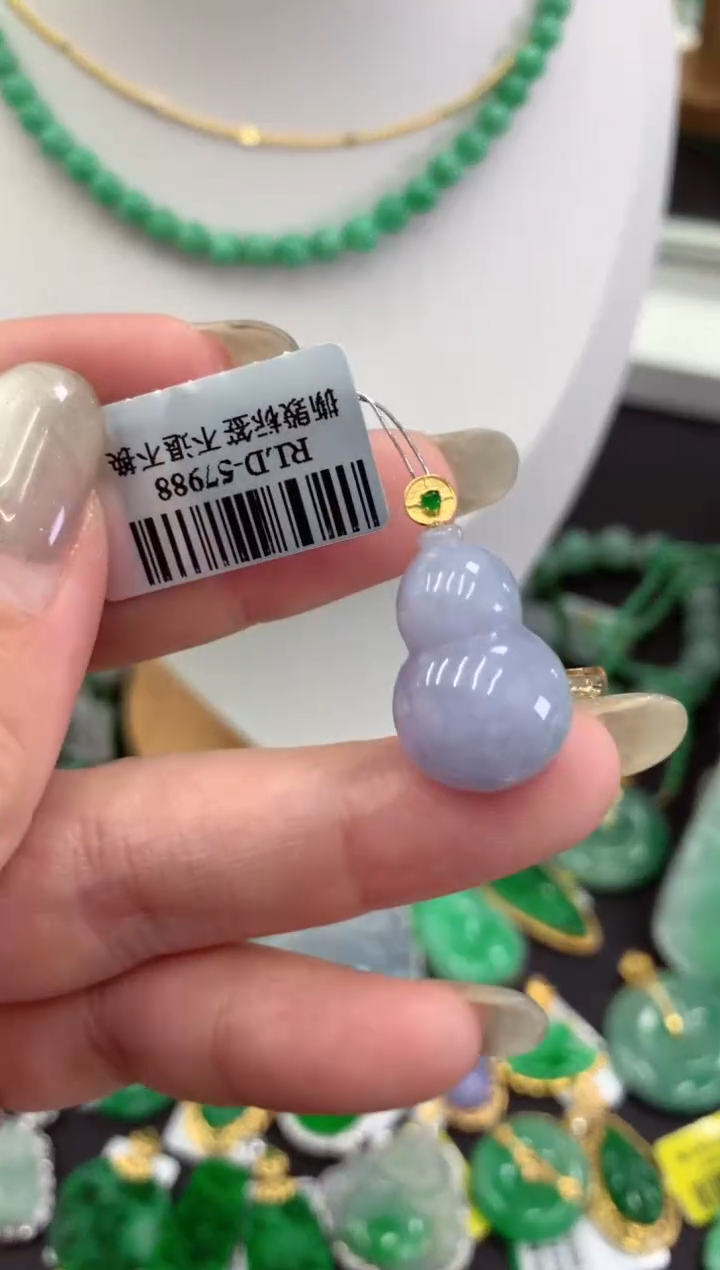 翡翠18K金镶嵌吊坠(不含链)挂件