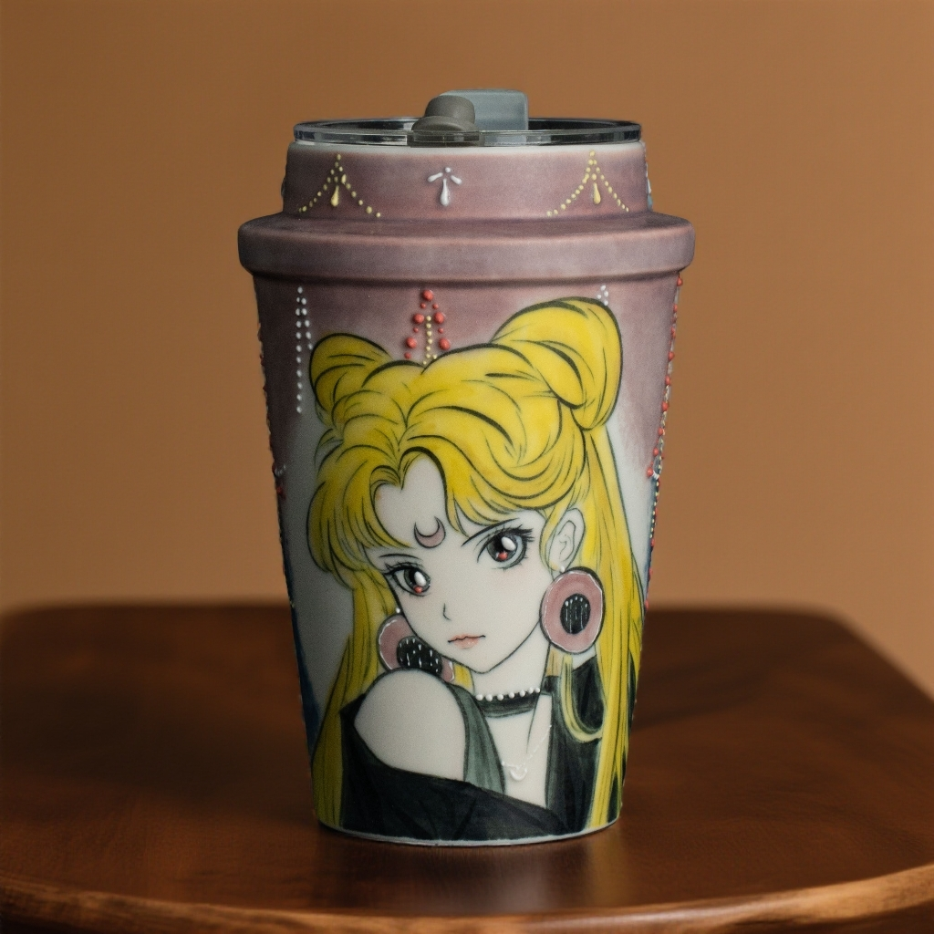 景德镇美少女战士陶瓷杯玉泥手提绳大容量