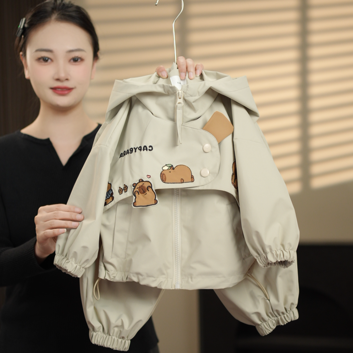 现货【动物乐园1】2025春秋季新品卡皮巴潮流男童女童儿童套装24701