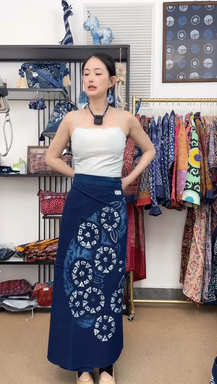 【闪购商品】套染向日葵古法冷染白族扎染裹裙93cm