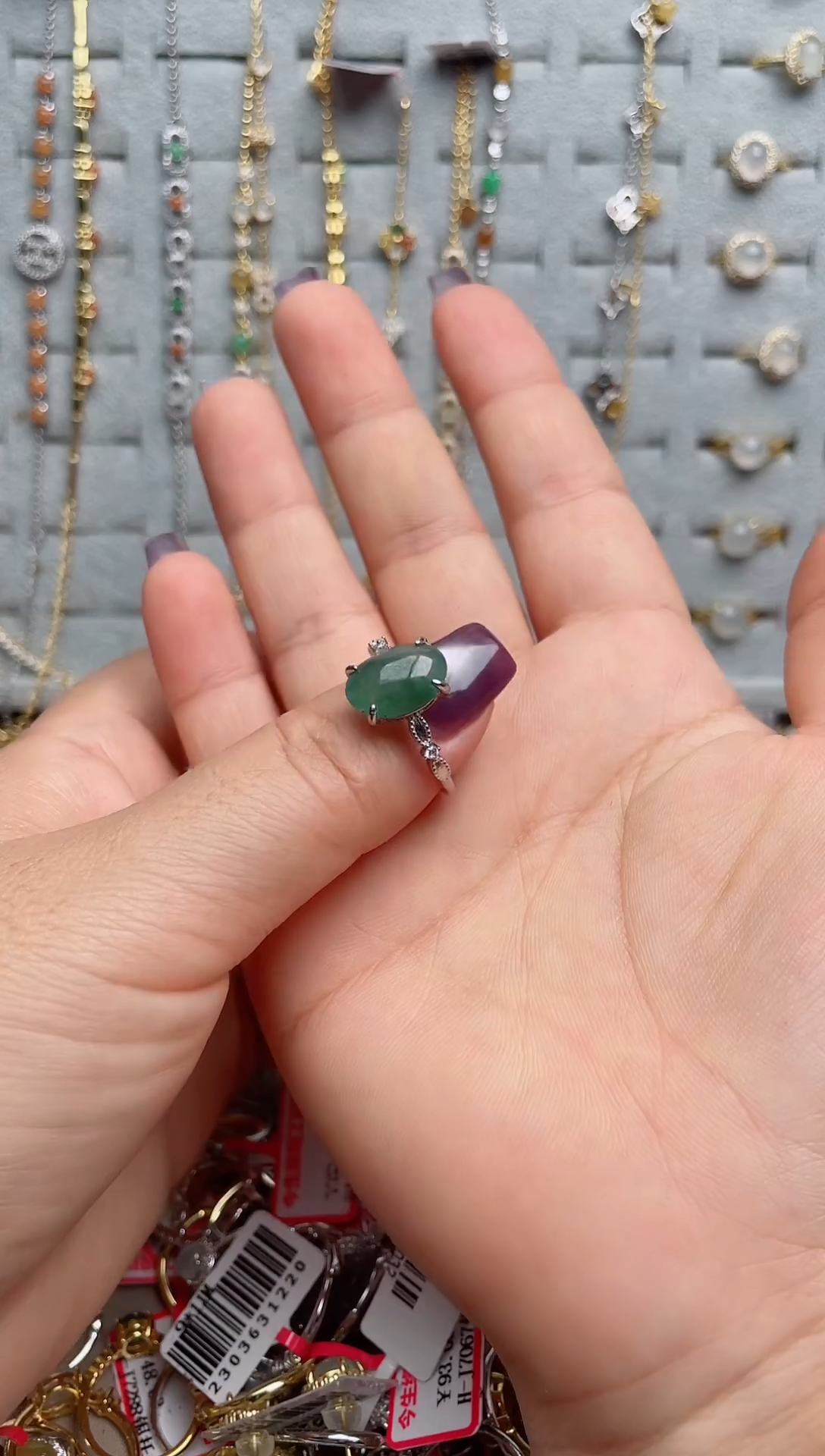 翡翠戒指银S925镶嵌.