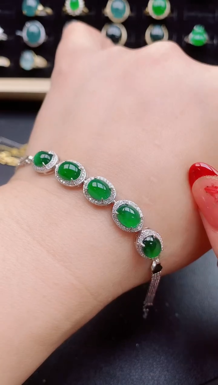 【闪购商品】翡翠手链银S925镶嵌5085050