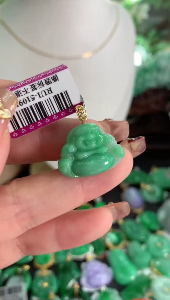 【闪购商品】翡翠吊坠(不含链)18K金镶嵌挂件