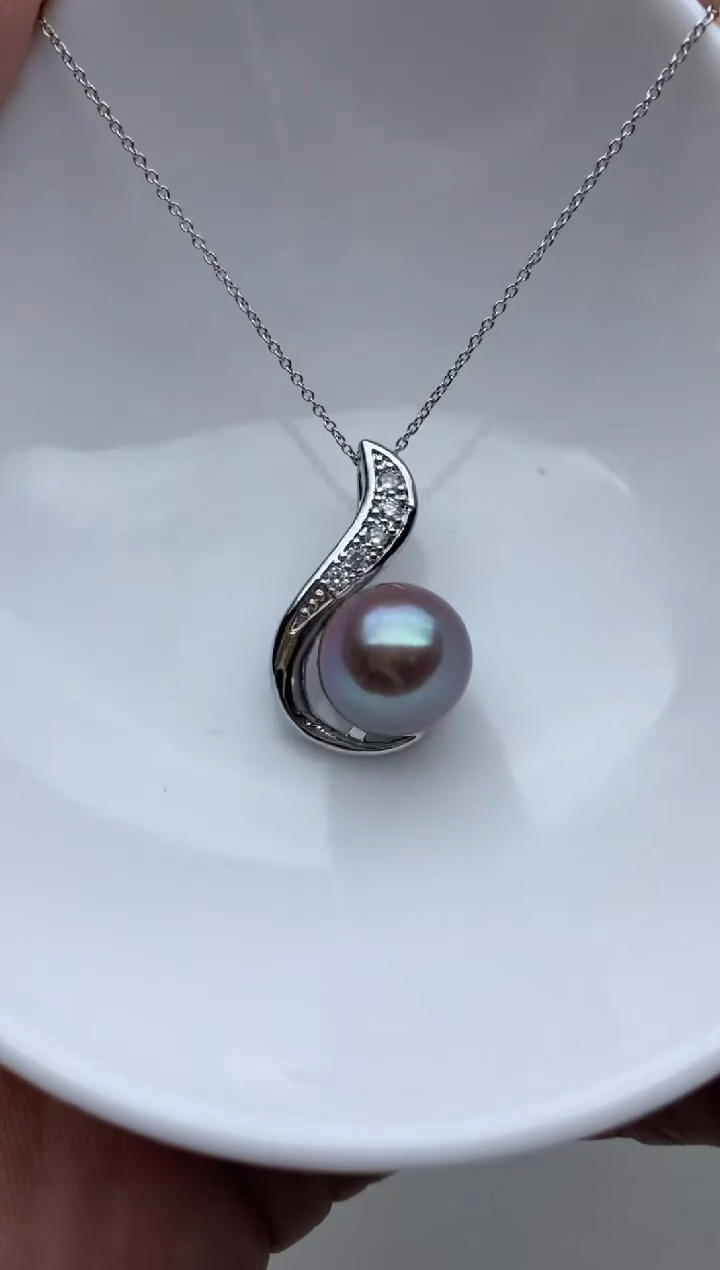 未镶嵌ff淡水珍珠紫珠吊坠（赠链）12~13mm