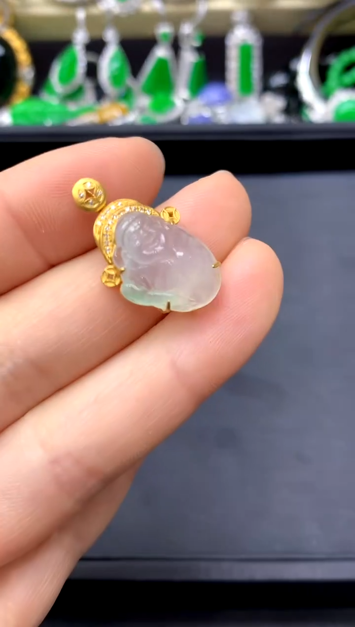 颈饰18K金镶嵌翡翠289-中国好珍宝