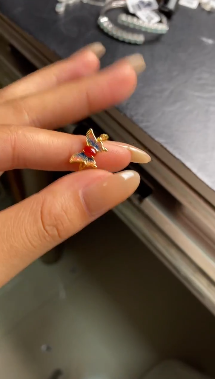 银S925镶嵌戒指翡翠天然A货翡翠