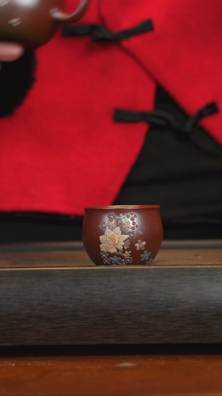 【闪购商品】紫砂茶壶柴烧花卉杯