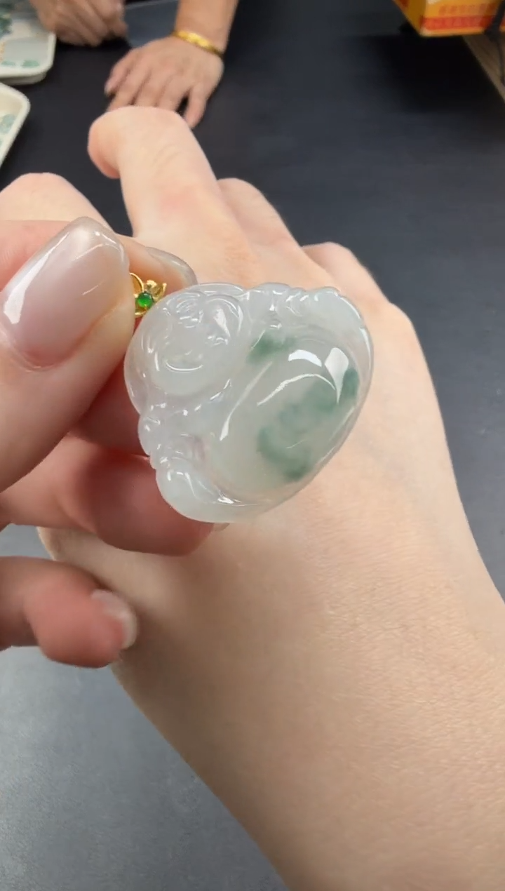 吊坠(不含链)18K金镶嵌翡翠翡翠饰品-59