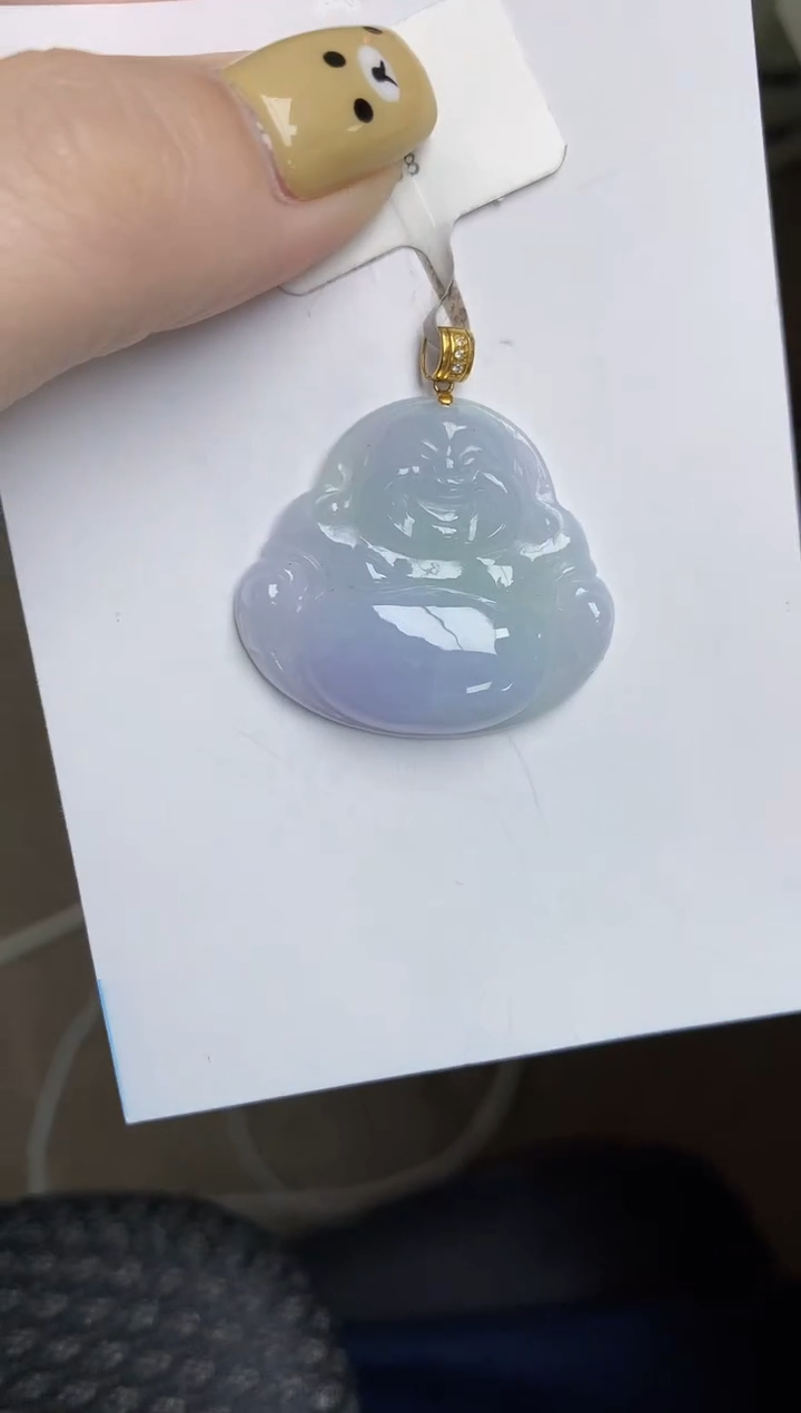 翡翠18K金镶嵌颈饰天然翡翠A货