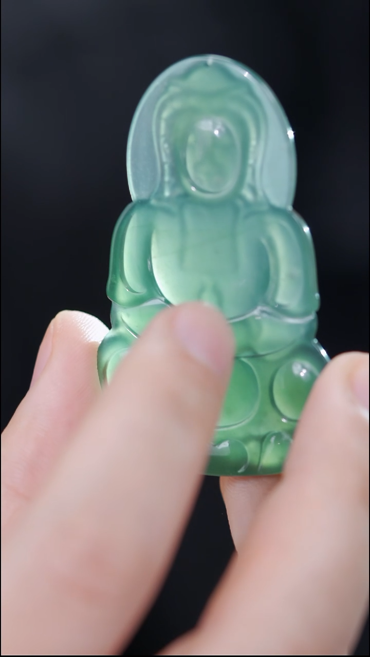 吊坠(不含链)未镶嵌翡翠高冰天然翡翠观音挂坠（多样性发其一）