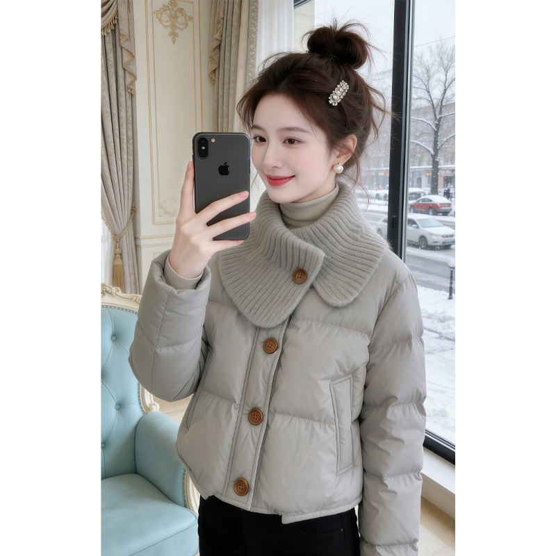 LIKEYOU【御寒】冬季新款棉服厚外套女翻领棉衣洋气减龄保暖小棉袄 