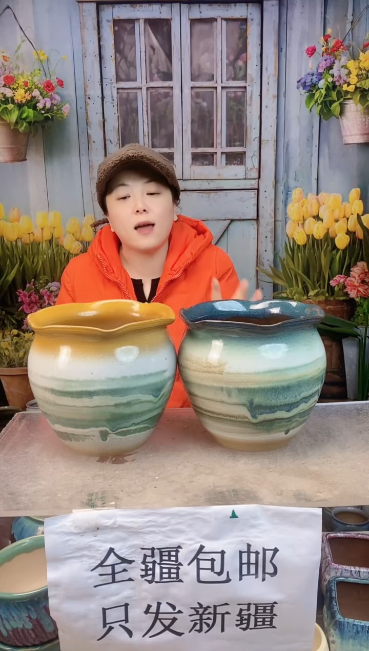 004荷叶口山水两个装  口20高18