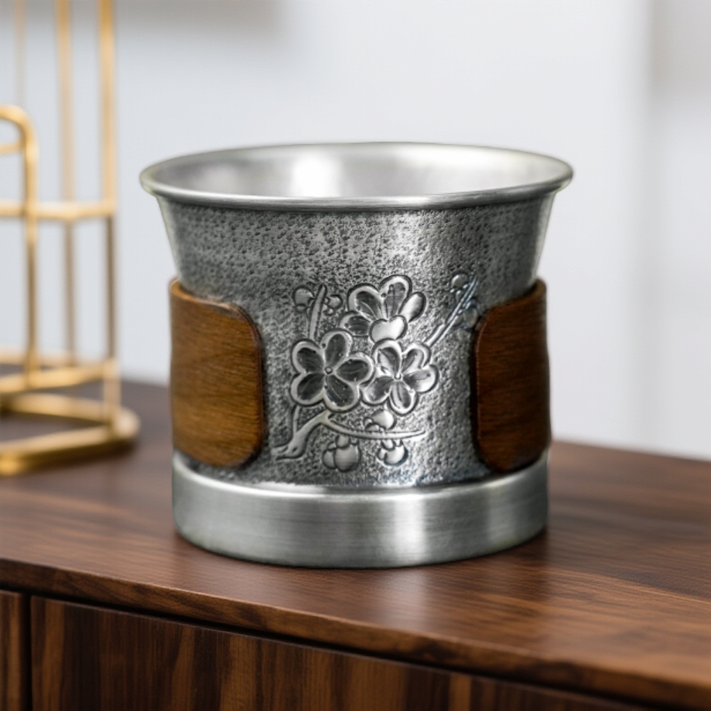 银制品 银茶杯999足银杯子 纯手工品茗杯家用防烫主人杯浮雕水杯