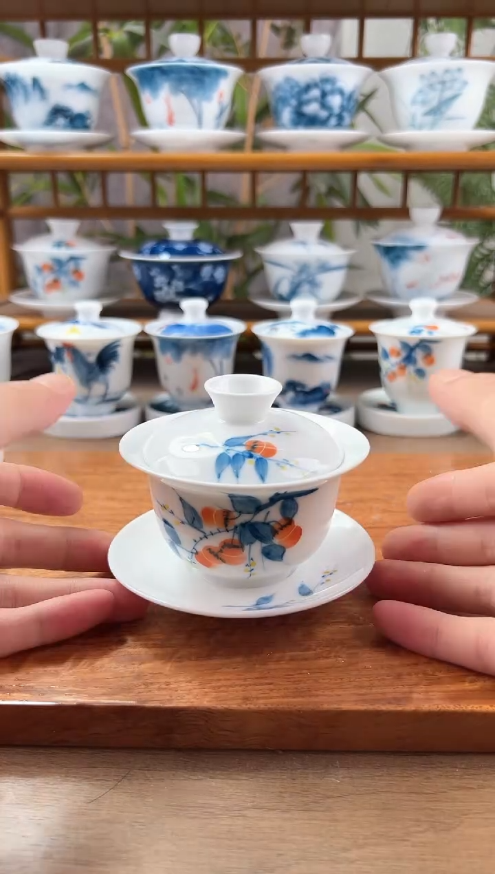 微瑕柿子130ml三才盖碗