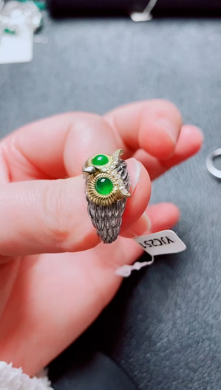银S925镶嵌戒指翡翠1111
