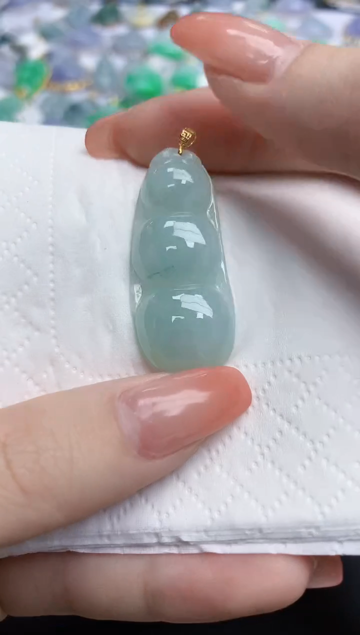 【闪购商品】翡翠颈饰18K金镶嵌天然缅甸翡翠A货1