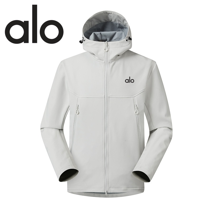 alo软壳冲锋衣薄绒秋冬户外运动防风防水连帽夹克保暖登山服外套