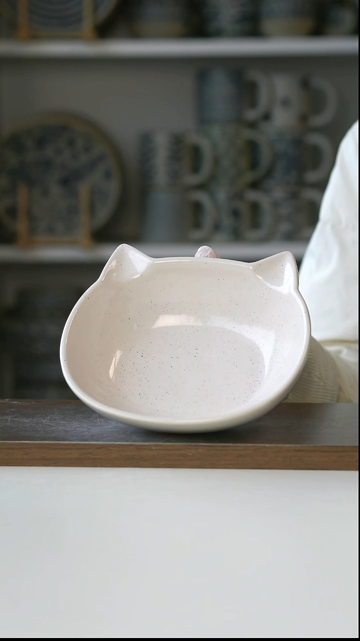 陶立体猫耳甜品碗15.5cm@4-2@微瑕
