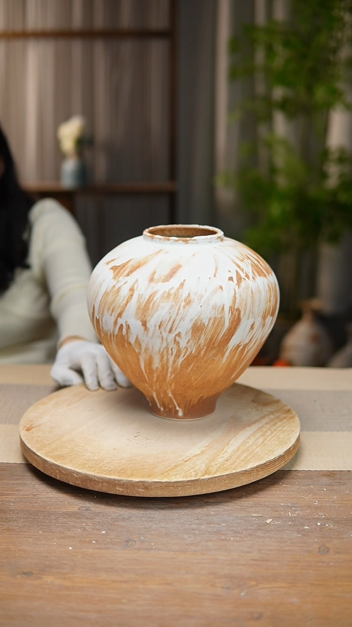 【闪购商品】陶瓷  花器诧寂黄月亮罐