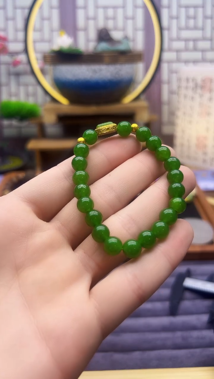 手链14K金镶嵌和田玉S93