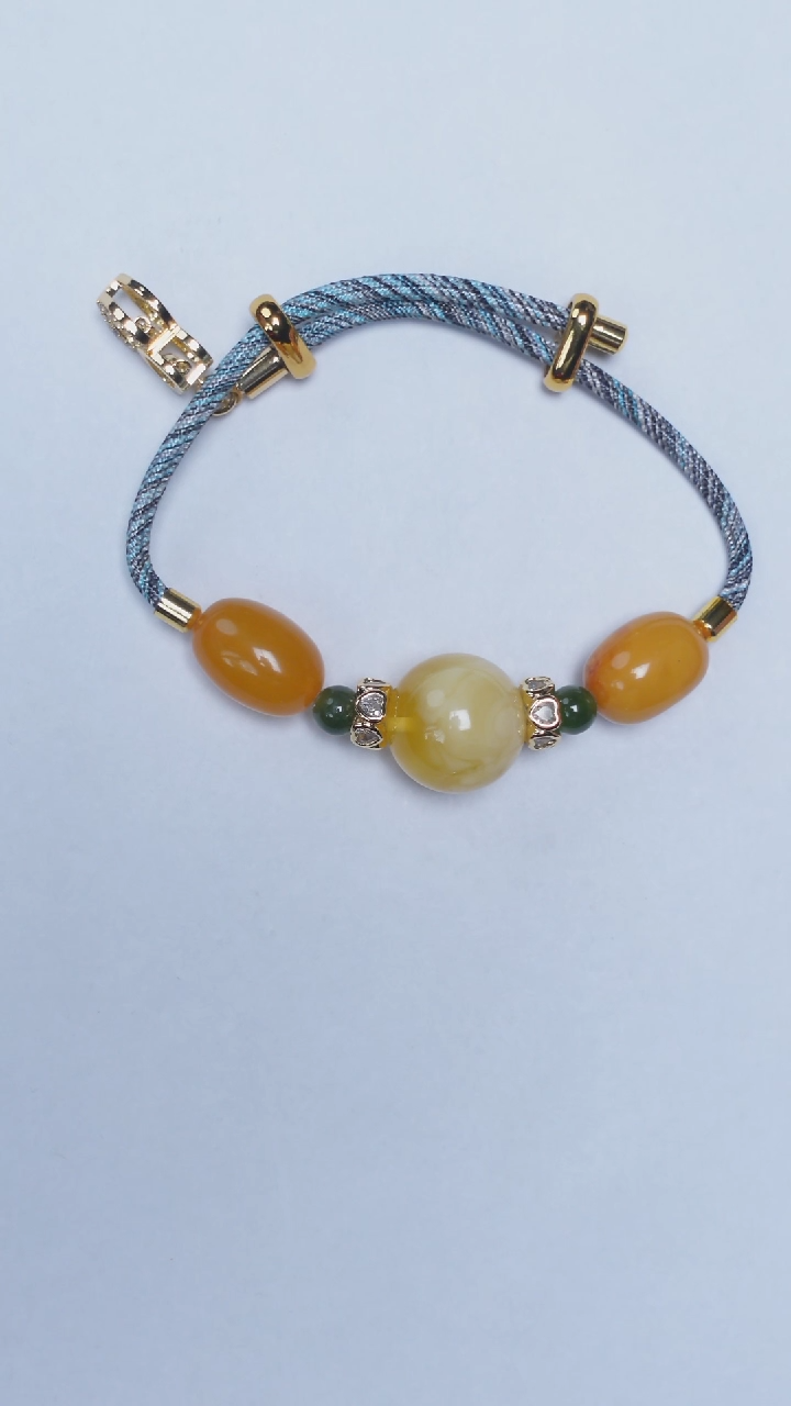 未镶嵌琥珀手链花蜡金白手绳