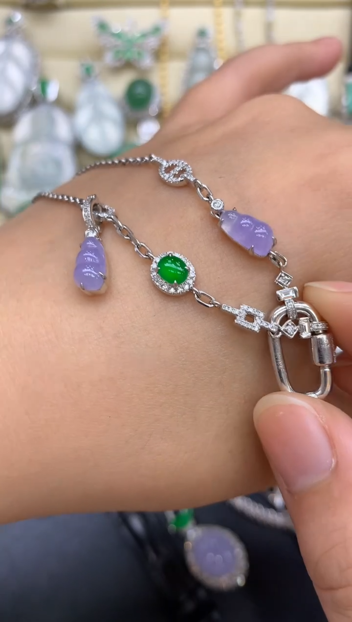 翡翠18K金镶嵌颈饰308-中国好珍宝