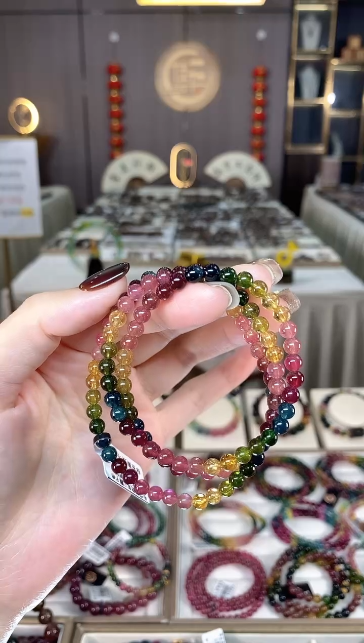 未镶嵌老矿碧玺三圈手串5mm+碧玺dan多样性发货一条