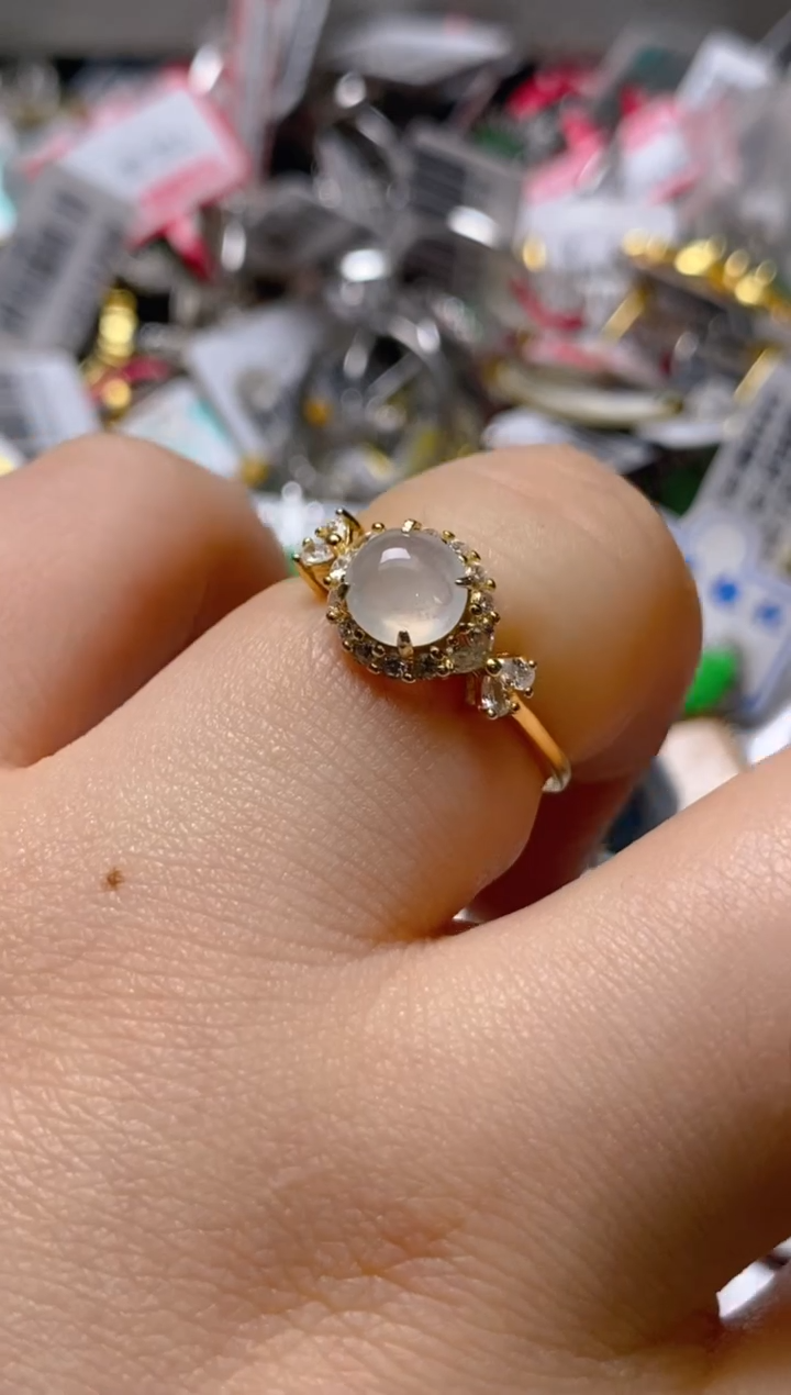 银S925镶嵌戒指翡翠百内无证书