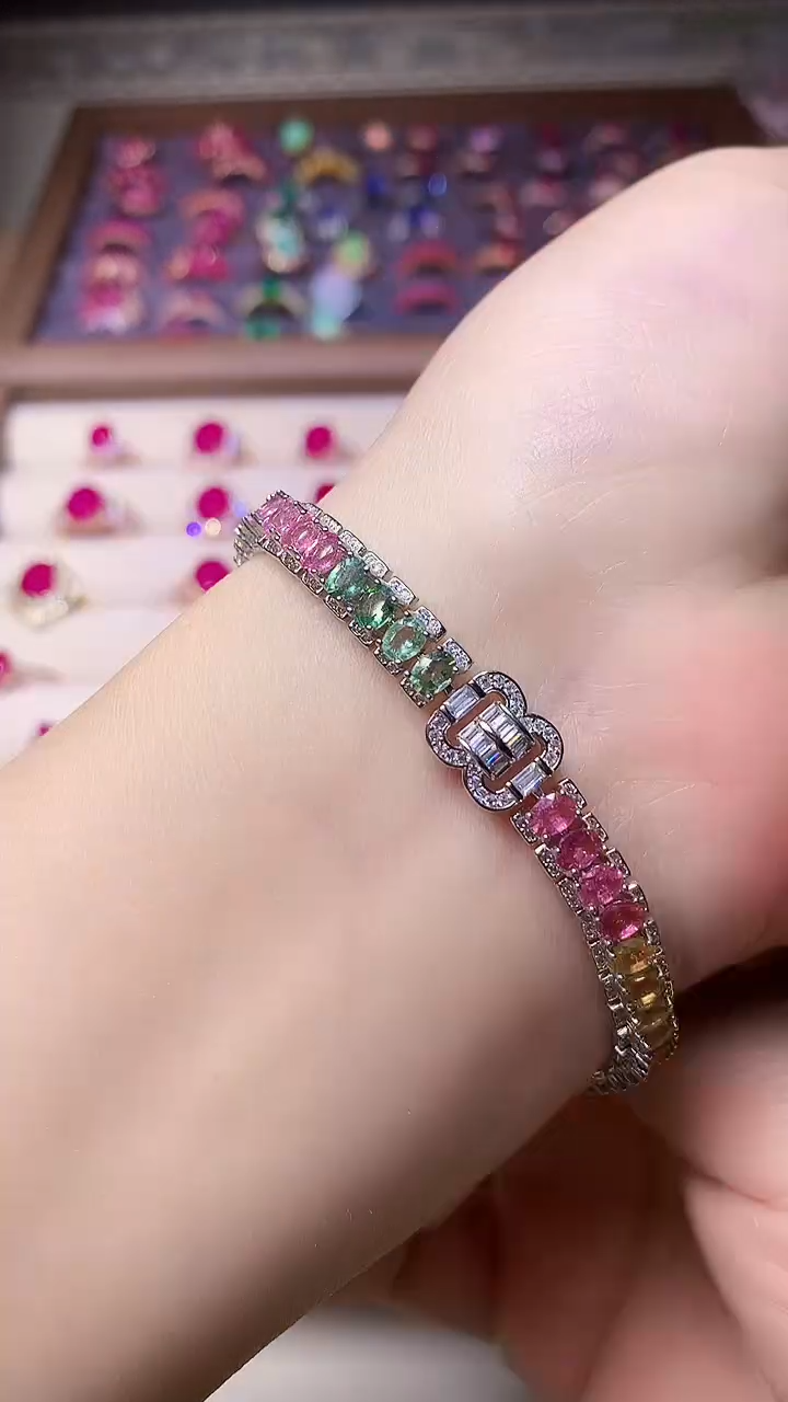 【闪购商品】碧玺手链银S925镶嵌00000